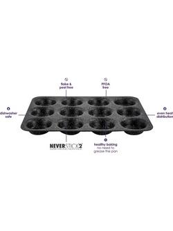 Eaziglide Aluminium Non-Stick Cupcake Tray, 12 Cup - view 2, Black