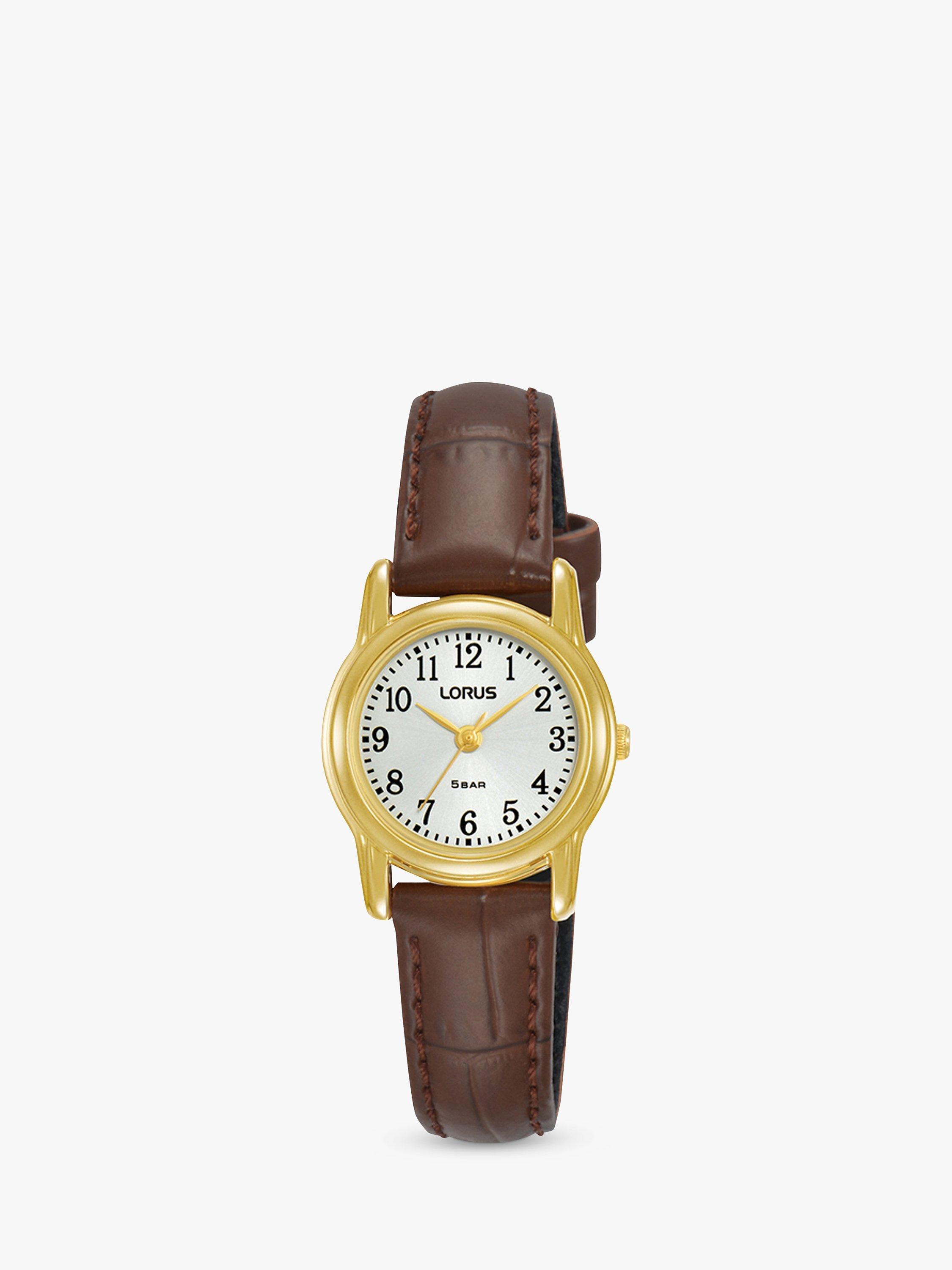 Product image 1 of 5, which shows Lorus RRX36HX9 Women's Heritage Leather Strap Watch, Brown/White
