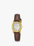 Lorus RRX36HX9 Women's Heritage Leather Strap Watch, Brown/White