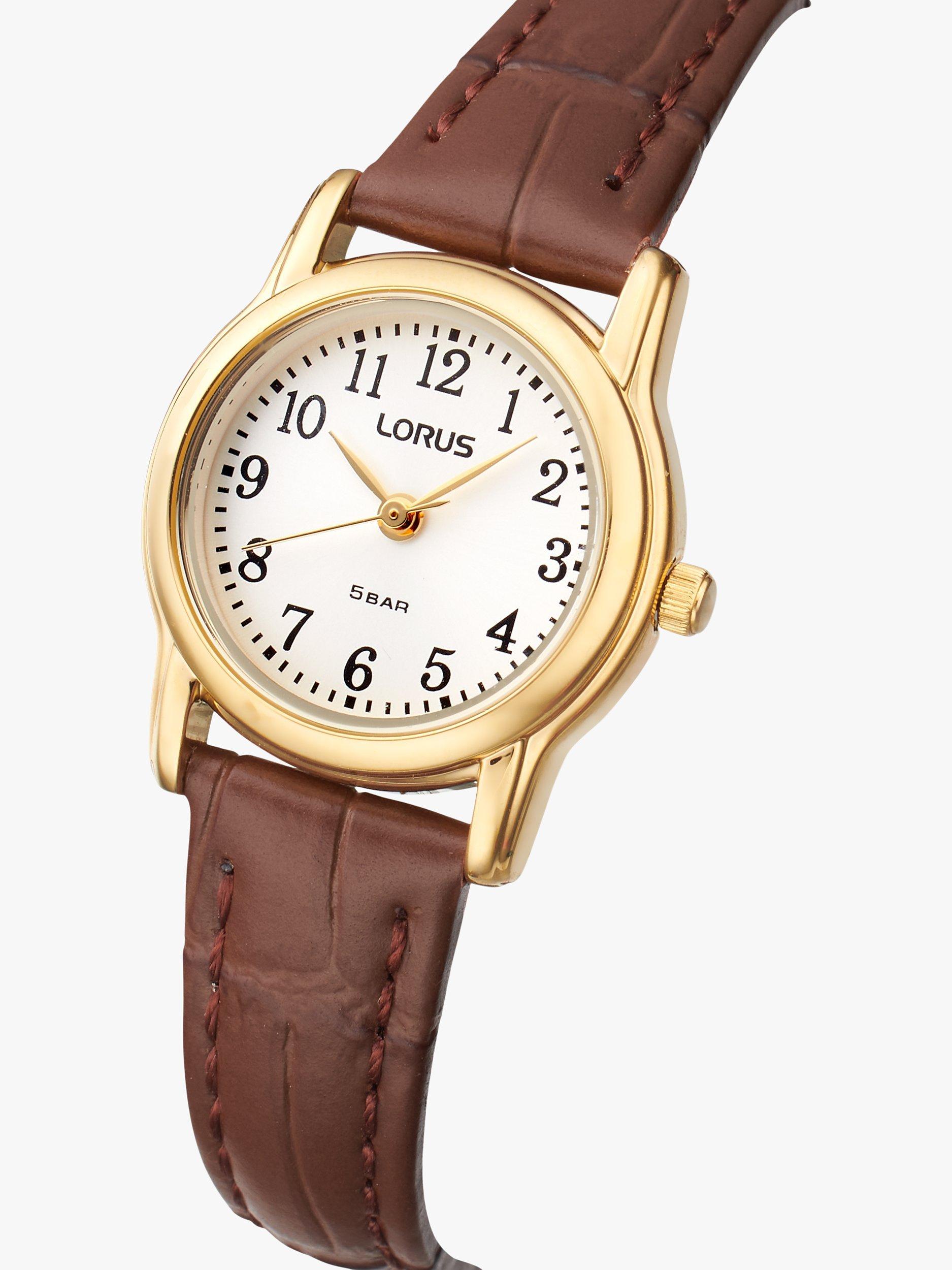 Product image 2 of 5, which shows Lorus RRX36HX9 Women's Heritage Leather Strap Watch, Brown/White