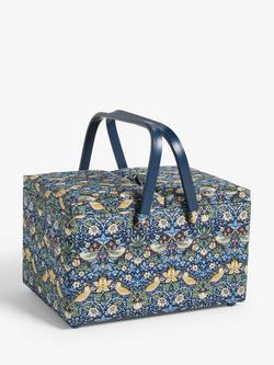 John Lewis William Morris Strawberry Thief Twin Lid Sewing Basket, Navy, Blue