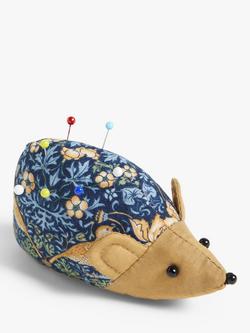 John Lewis William Morris Strawberry Thief Hedgehog Pincushion, Blue - view 2, Blue