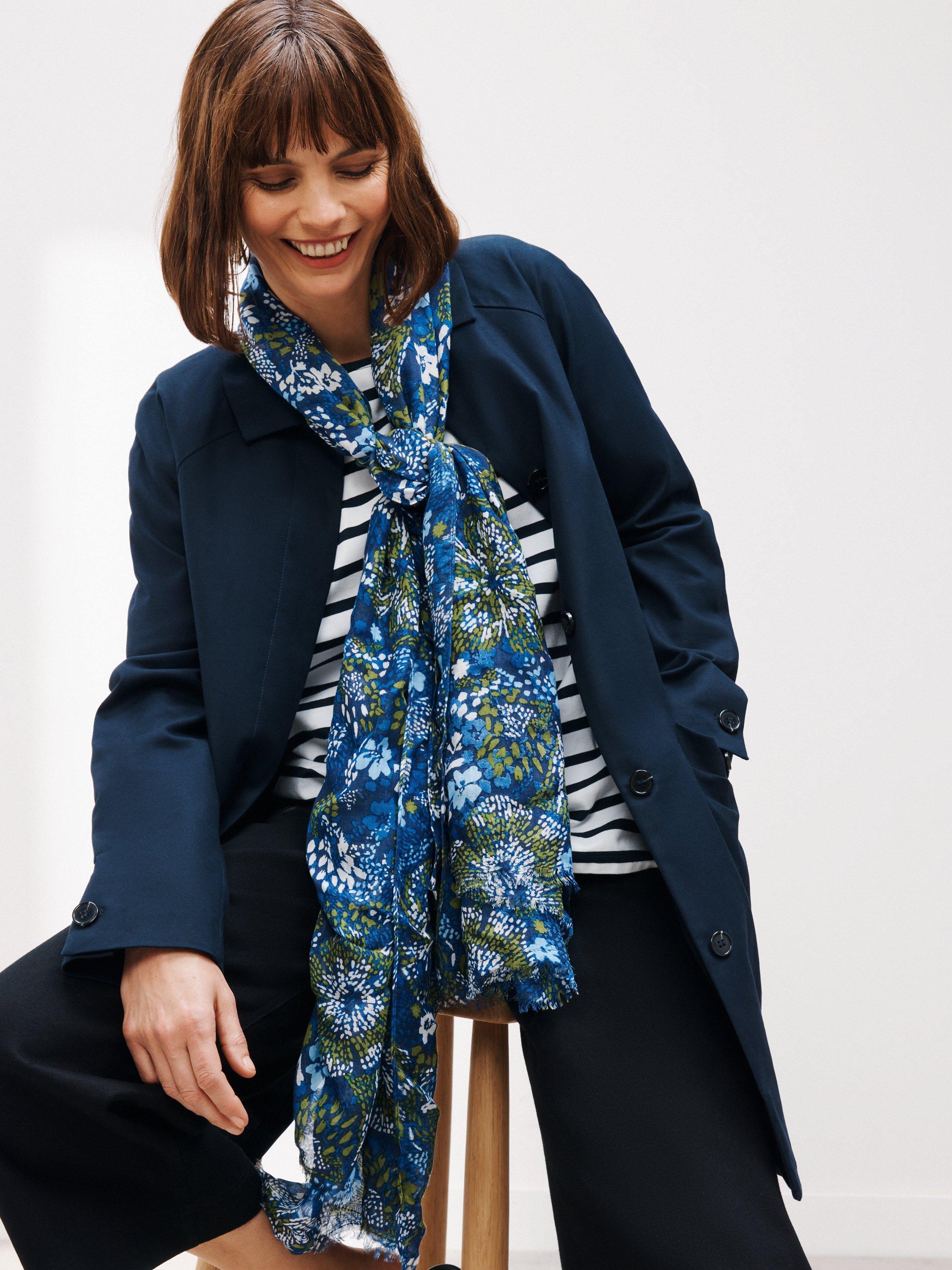 John Lewis Mark Making Floral Scarf, Blue Mix