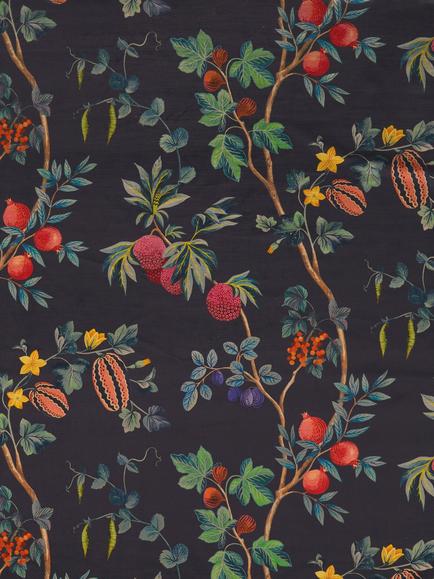 Osborne & Little Orchard Velvet Furnishing Fabric, Midnight, Midnight