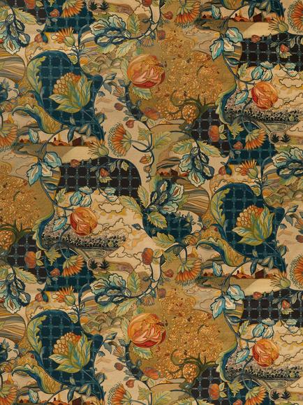 Osborne & Little Hartfield Velvet Furnishing Fabric, Mallard, Mallard