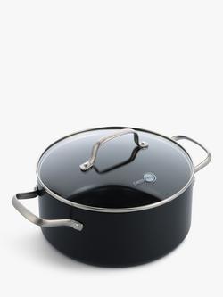 GreenPan Copenhagen Hard Anodised Ceramic Non-Stick Casserole & Lid, 24cm, Black