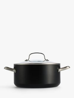 GreenPan Copenhagen Hard Anodised Ceramic Non-Stick Casserole & Lid, 24cm - view 2, Black
