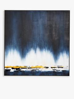 John Lewis 'Midnight Skyline' Hand-Painted Framed Canvas, 122 x 122cm, Black/Blu