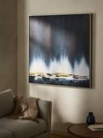 John Lewis 'Midnight Skyline' Hand-Painted Framed Canvas, 122 x 122cm, Black/Blue