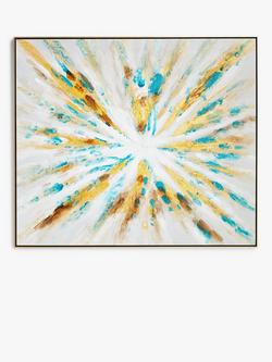 John Lewis 'Explode' Hand-Painted Framed Canvas, 130 x 150cm, Gold/Blue, Gold/Blue