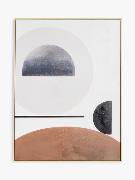 John Lewis 'Circles' Hand-Painted Framed Canvas, 120 x 90cm, Brown/Multi, Brown/Multi