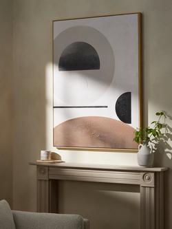 John Lewis 'Circles' Hand-Painted Framed Canvas, 120 x 90cm, Brown/Multi - view 2, Brown/Multi