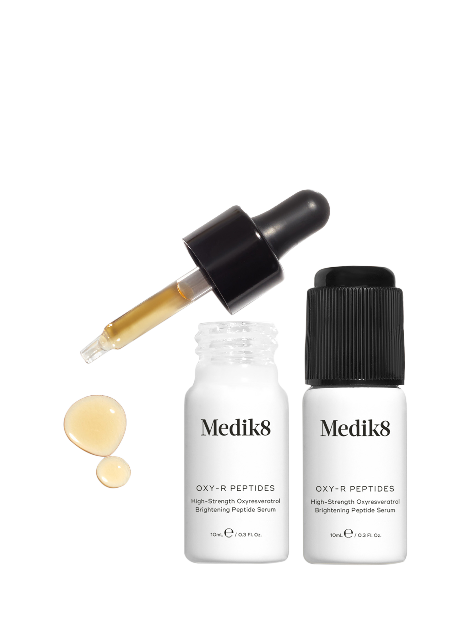 Product image 1 of 6, which shows Medik8 Oxy-R Peptides High-Strength Oxyresveratrol Brightening Peptide Serum, 2 x 10ml