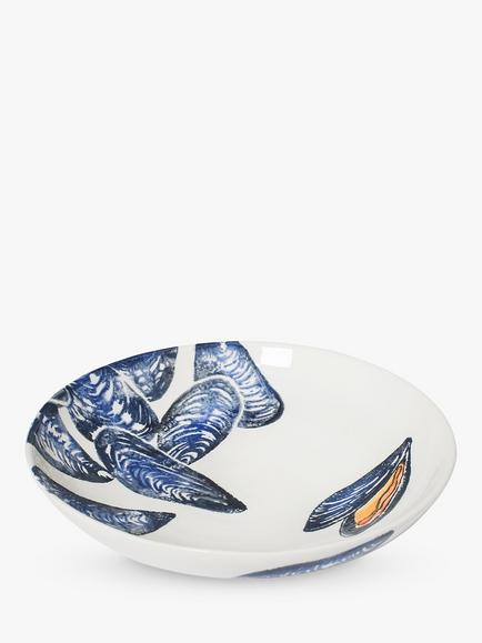 BlissHome Earthenware Mussels Supper Bowl, 22cm, Blue, Blue