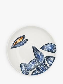 BlissHome Earthenware Mussels Supper Bowl, 22cm, Blue - view 2, Blue