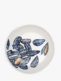 BlissHome Mussels Large Earthenware Serving Dish, 34cm, Blue - view 2, Blue