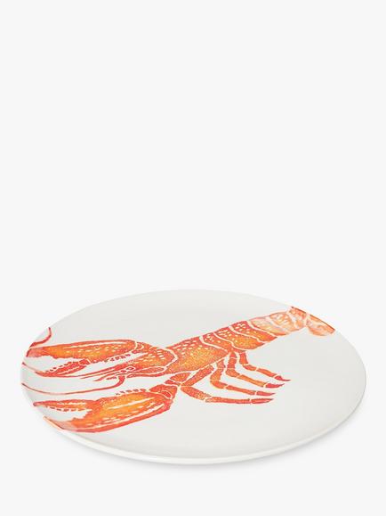 BlissHome Lobster Earthenware Round Platter, 36cm, Orange - view 2, Orange