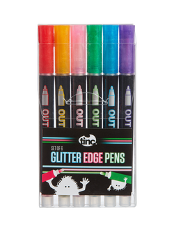 Tinc Glitter Edge Pens, Multi, Pack of 6, Multi