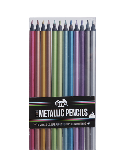 Tinc Metallic Pencils, Multi, Set of 12, Multi