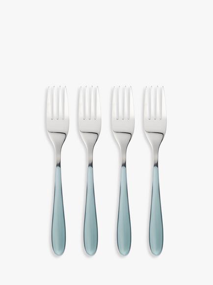 John Lewis Studio Pastry Forks, Set of 4, Green