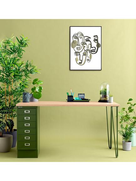 Bisley MultiDesk Oak Veneer Home Office Desk with 6 Drawers, 140cm - view 2, Green/Oak