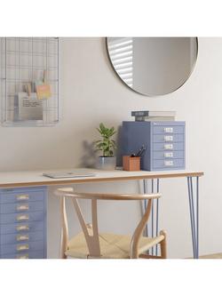 Bisley MultiDesk Plywood Home Office Desk with 6 Drawers, 105cm - view 2, Blue/White