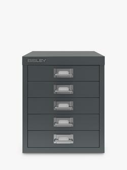 Bisley MultiDrawer 5 Drawer A4 Filing Cabinet, Grey