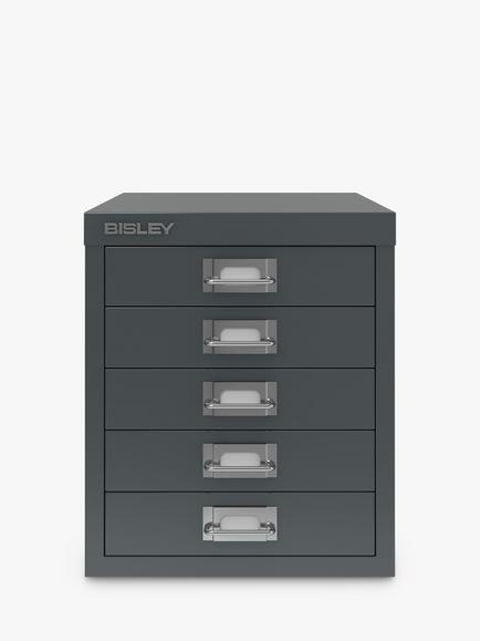 Bisley MultiDrawer 5 Drawer A4 Filing Cabinet, Grey