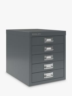 Bisley MultiDrawer 5 Drawer A4 Filing Cabinet - view 2, Grey
