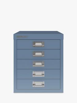 Bisley MultiDrawer 5 Drawer A4 Filing Cabinet, Blue