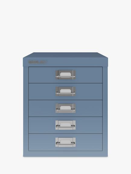 Bisley MultiDrawer 5 Drawer A4 Filing Cabinet, Blue
