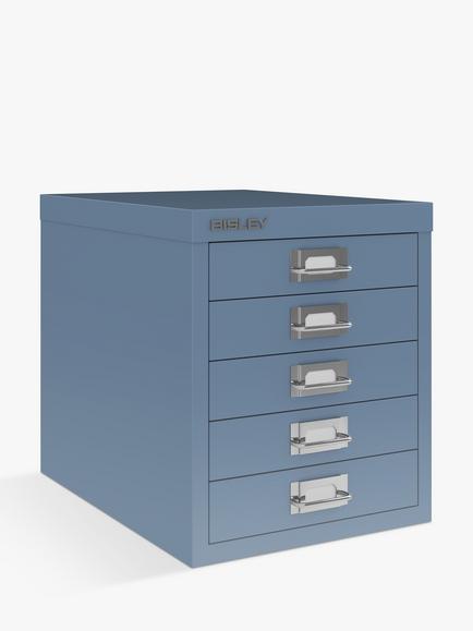 Bisley MultiDrawer 5 Drawer A4 Filing Cabinet - view 2, Blue