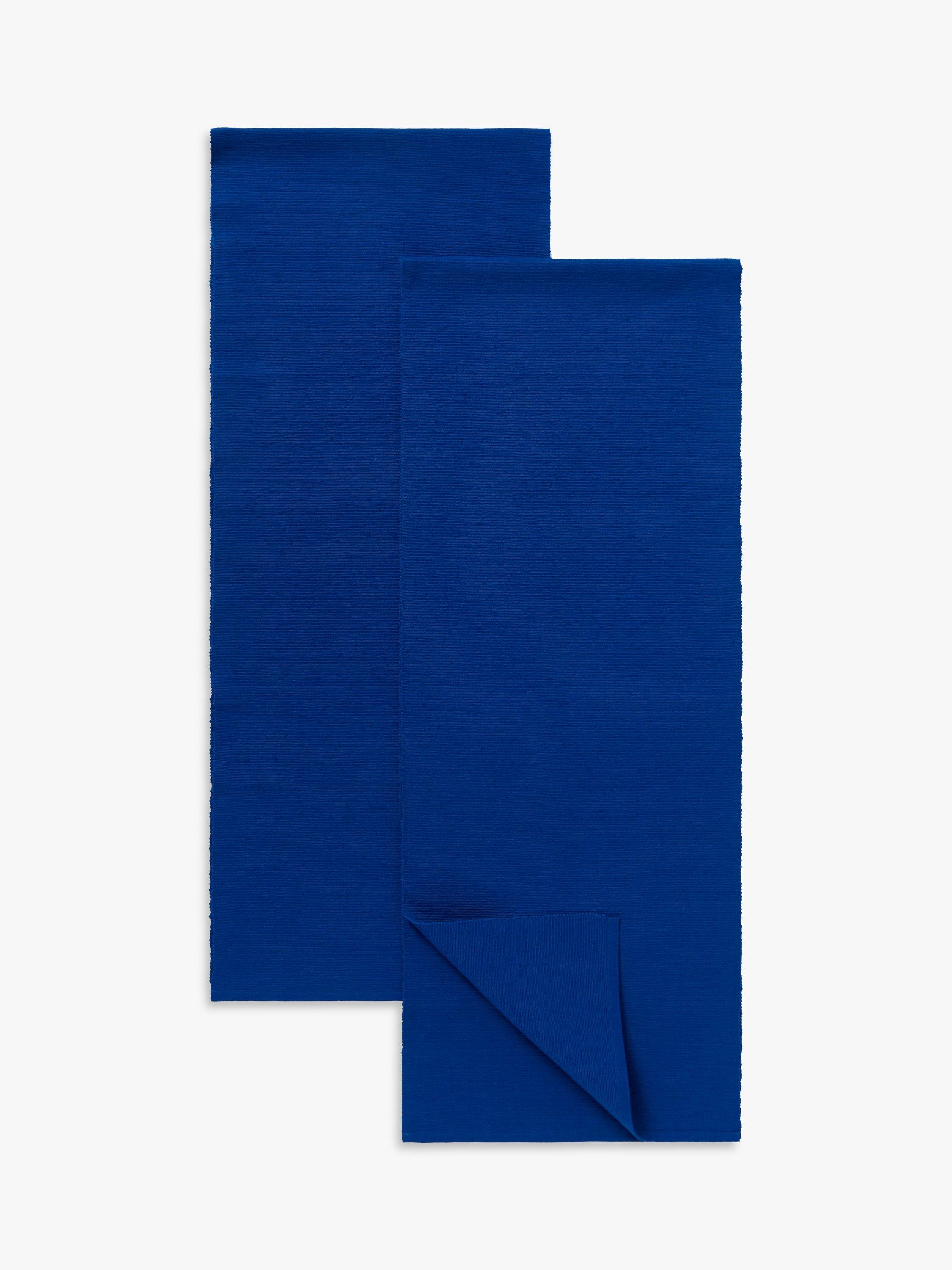 John Lewis ANYDAY Ribbed Cotton Table Runner, 182cm, Cobalt