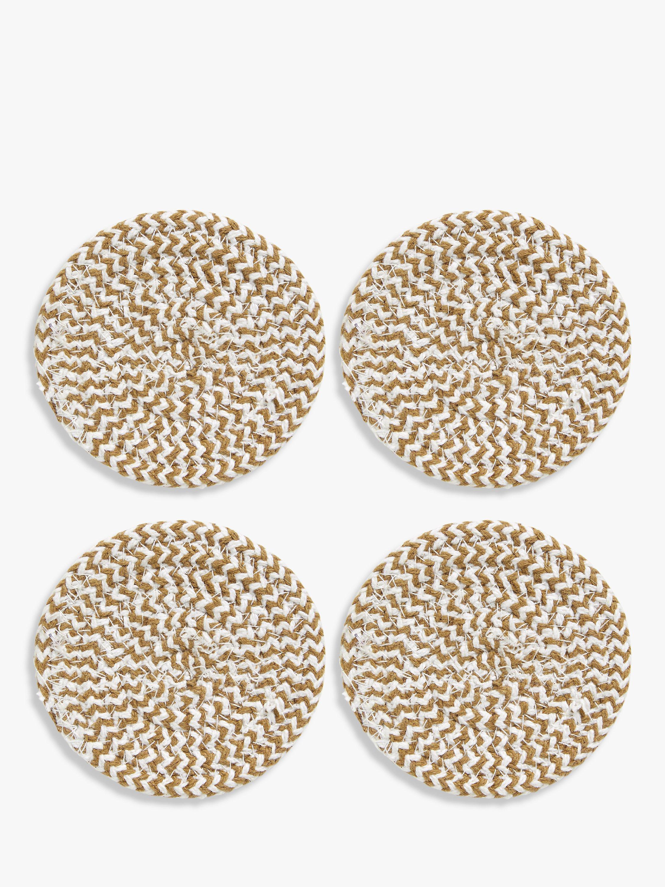 John Lewis Woven Cotton Blend Round Coasters, Set of 4