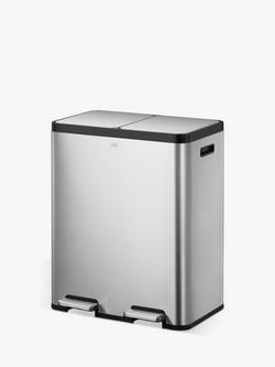 EKO Ecocasa 2 Section Recycling Pedal Bin, 2x 30L, Stainless Steel