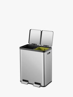 EKO Ecocasa 2 Section Recycling Pedal Bin, 2x 30L - view 2, Stainless Steel