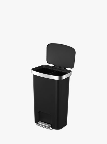 EKO Hana 2 Section Recycling Pedal Bin, 2x 25L - view 2, Matt Black