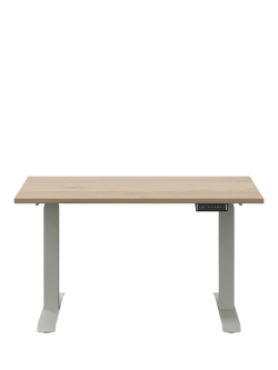 Bisley Sit & Stand Height Adjustable Oak Veneer Top Desk, 120cm, Oak/White