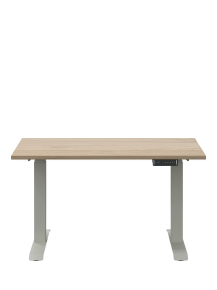 Bisley Sit & Stand Height Adjustable Oak Veneer Top Desk, 120cm, Oak/White