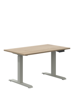 Bisley Sit & Stand Height Adjustable Oak Veneer Top Desk, 120cm - view 2, Oak/White