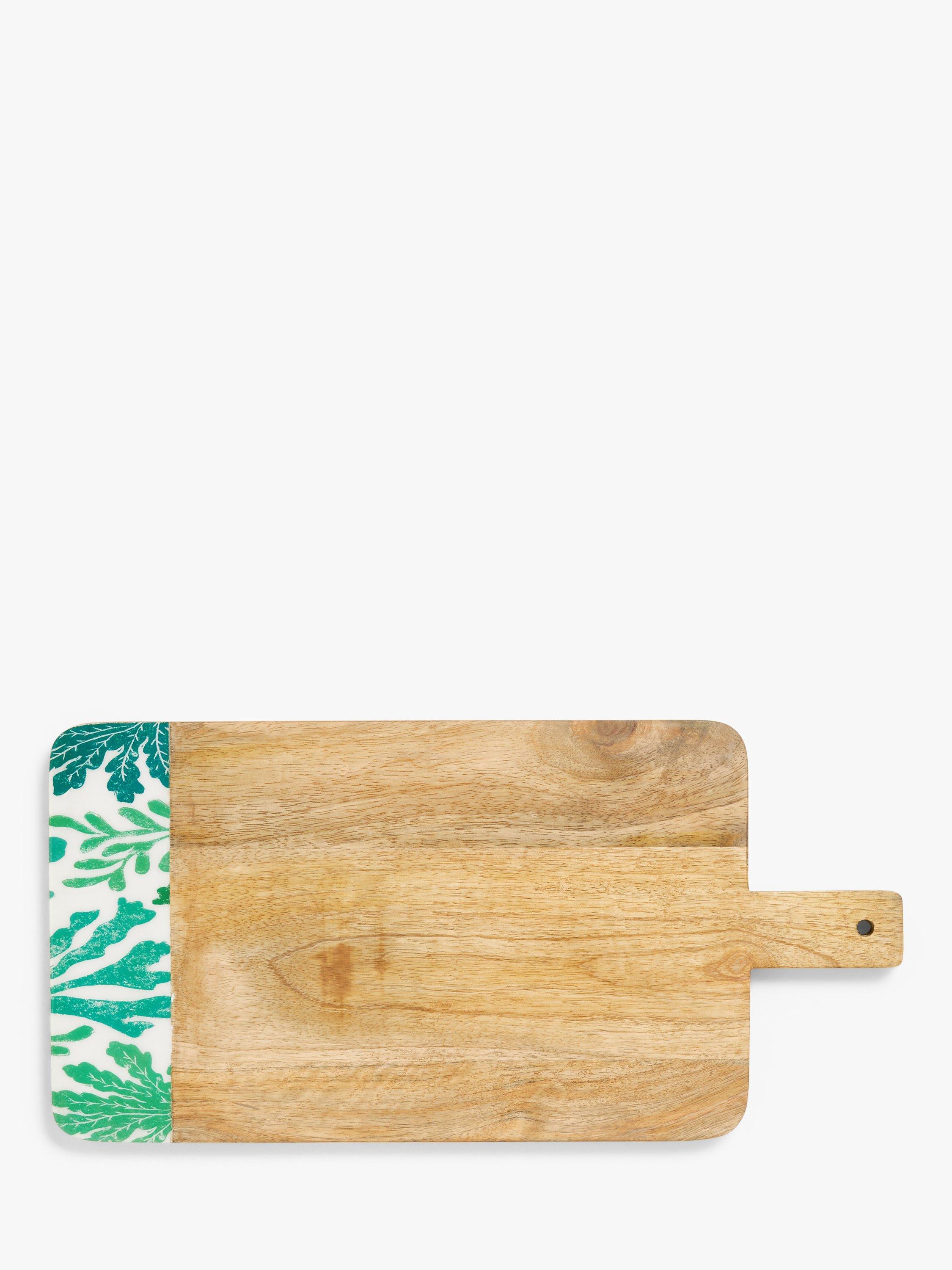 John Lewis Leaves Mango Wood Serving Board, 41.5cm, Green/Natural