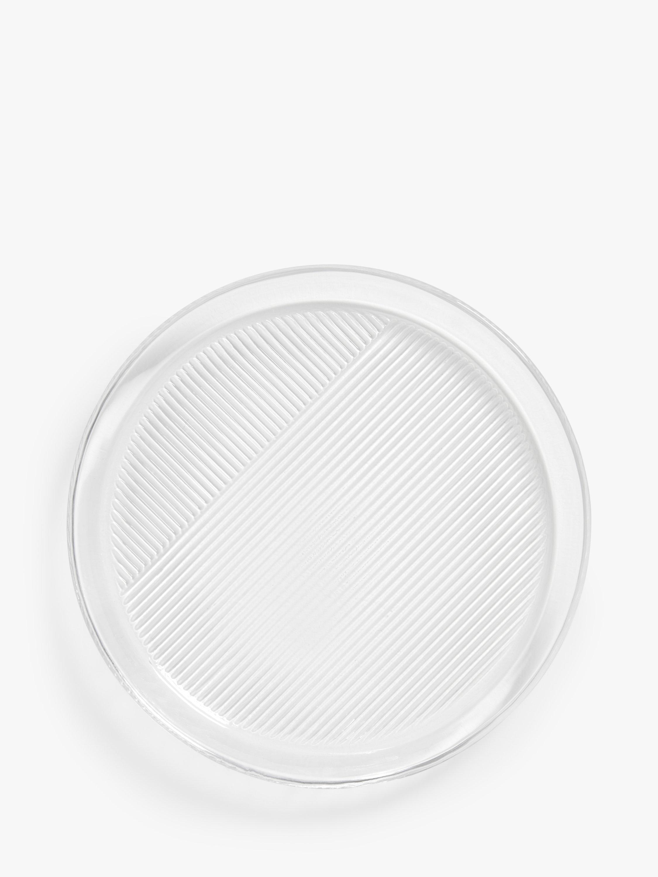 John Lewis Linear Glass Cake Plate, 18.5cm, Clear