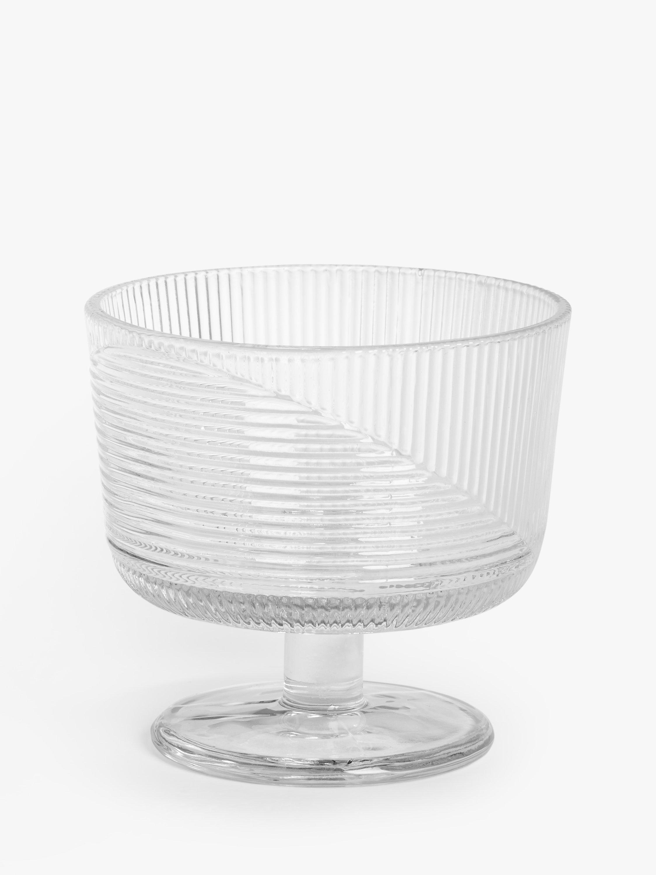 John Lewis Linear Footed Glass Dessert Bowl, 12cm, Clear