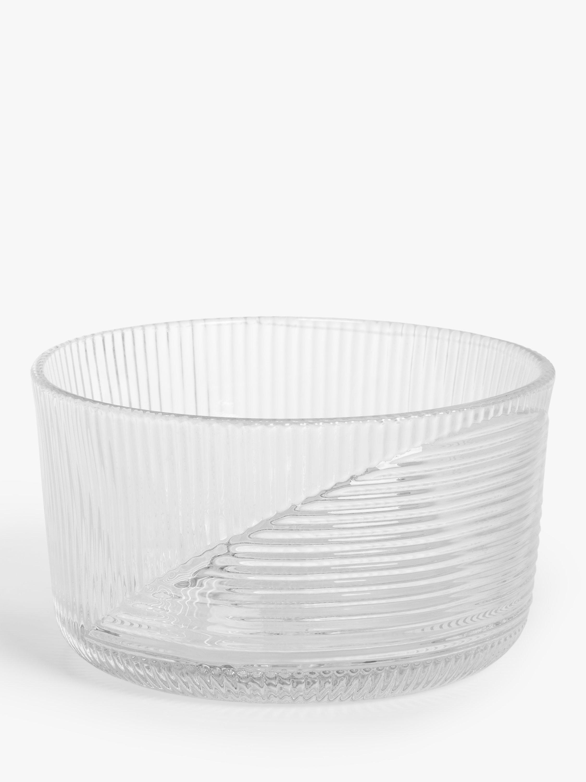 John Lewis Linear Glass Dessert Bowl, 12cm, Clear