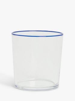 John Lewis Rim Glass Tumbler, 380ml, Blue/Clear