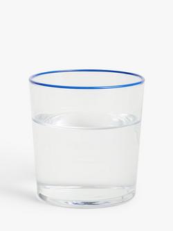 John Lewis Rim Glass Tumbler, 380ml - view 2, Blue/Clear