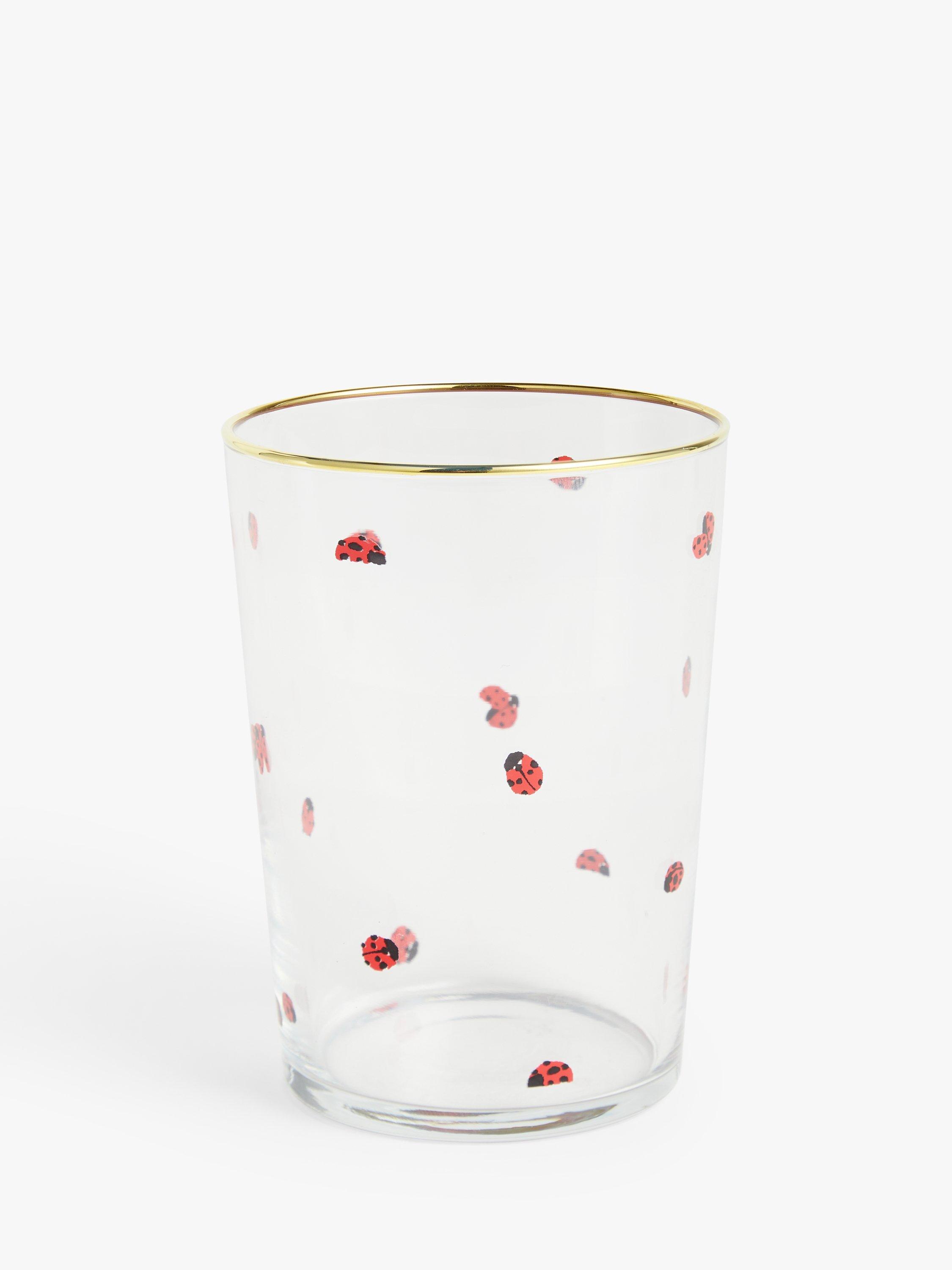 John Lewis Ladybird Glass Tumbler, 510ml, Clear/Red