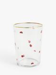 John Lewis Ladybird Glass Tumbler, 510ml, Clear/Red