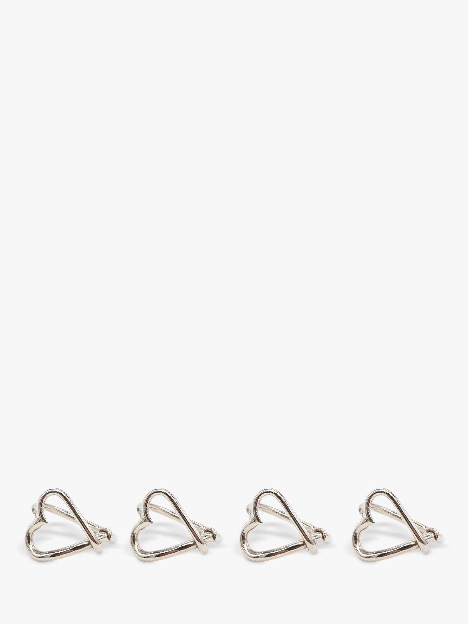 Selbrae House Heart Stainless Steel Napkin Rings Set of 4 Silver