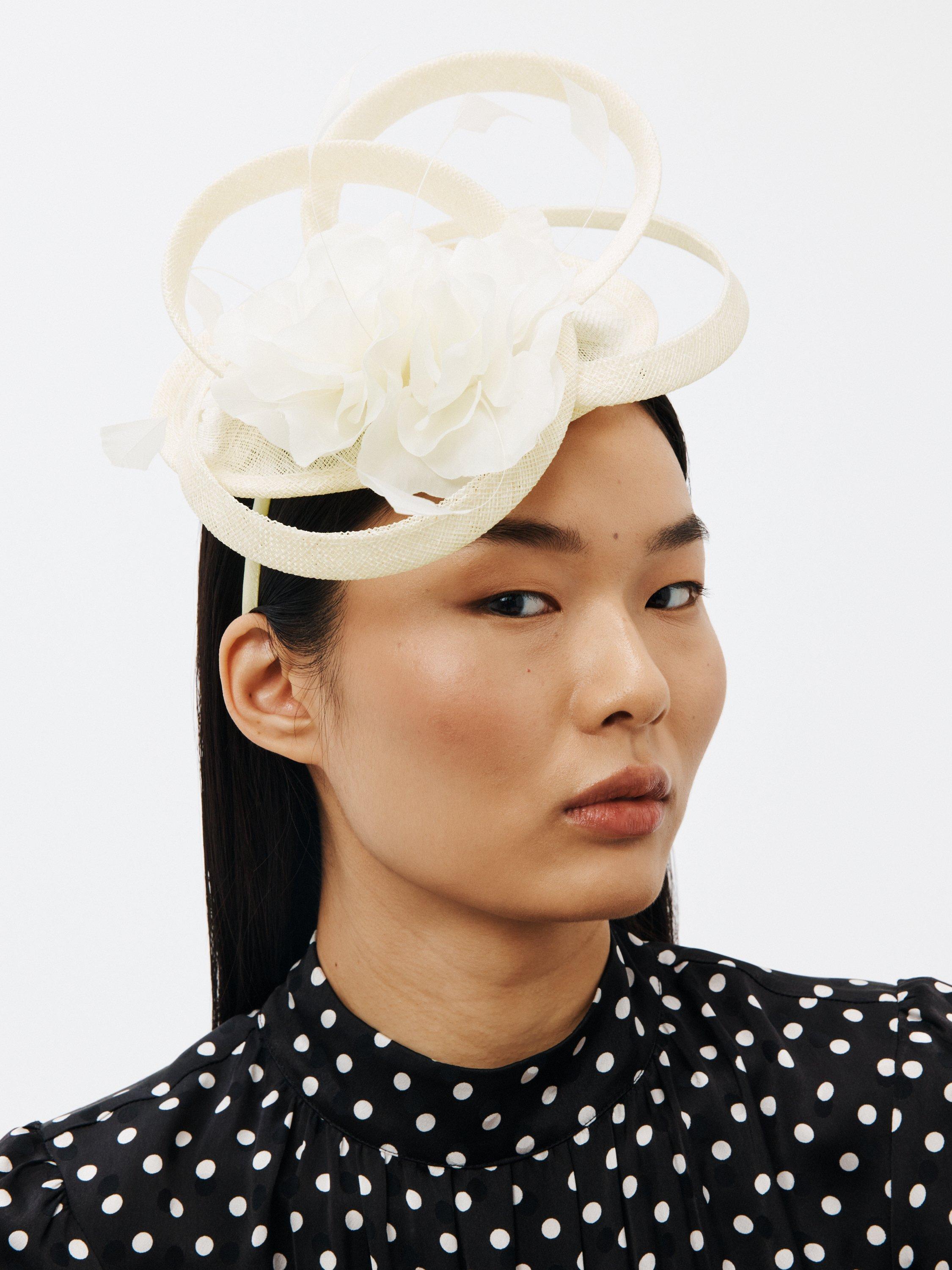 John Lewis Nancy Flower Trim Fascinator, Ivory